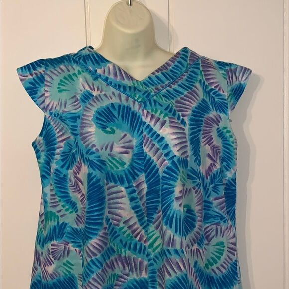 Vtg 60s Mildred’s of Hawaii blue/green dress - Picture 4 of 10